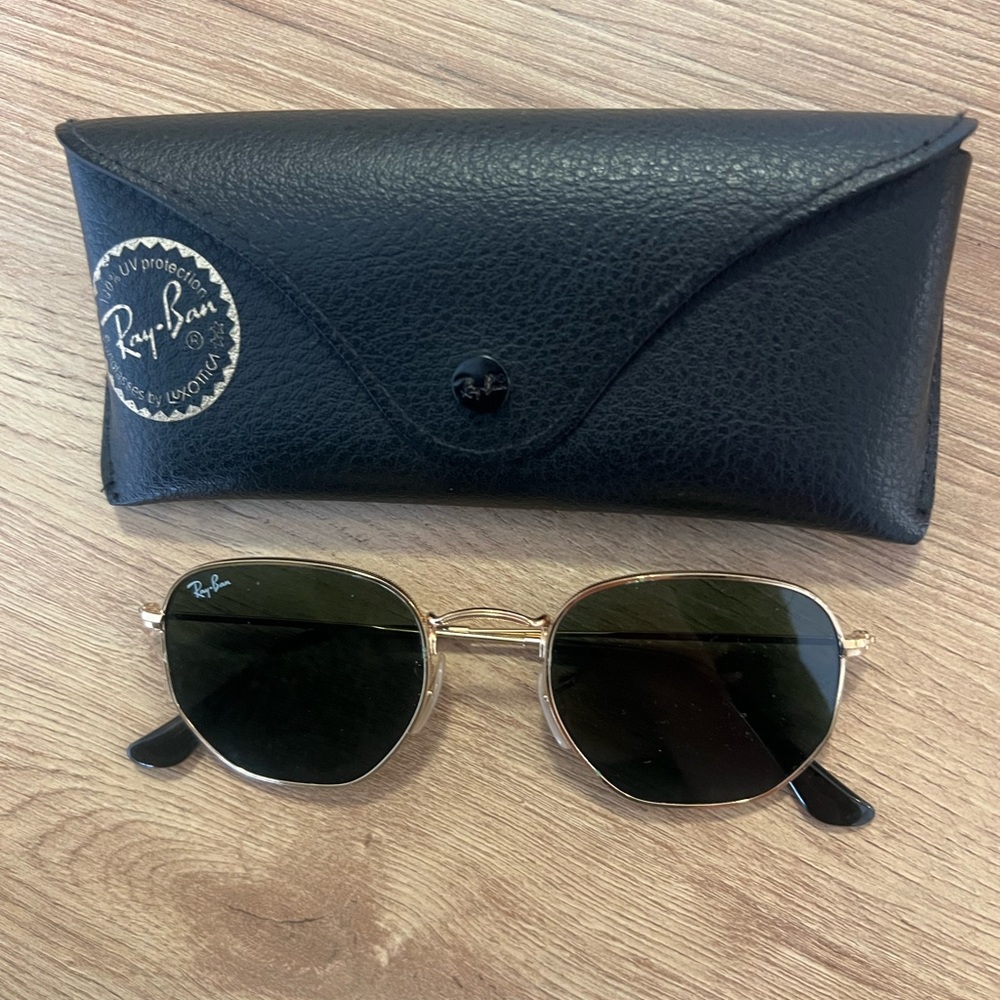 Ray-Ban Classic Hexagonal Flat lenses Gold Frame with Green Lenses - Picture 4 of 4